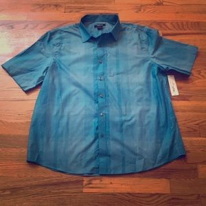 Blue short sleeve dress shirt